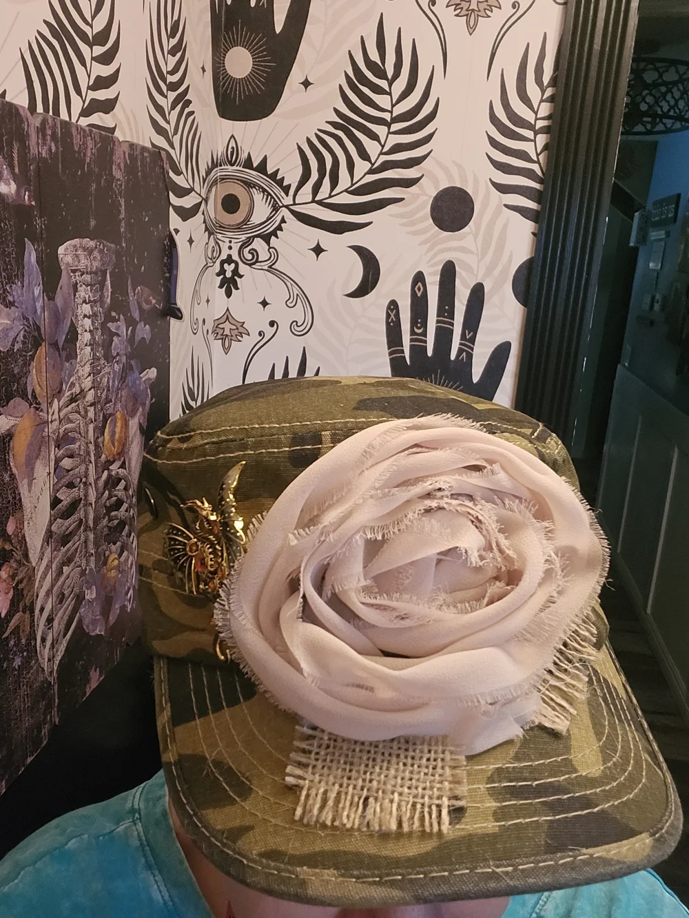 Women’s Camouflage Cadet Cap with Blush Rose Accent